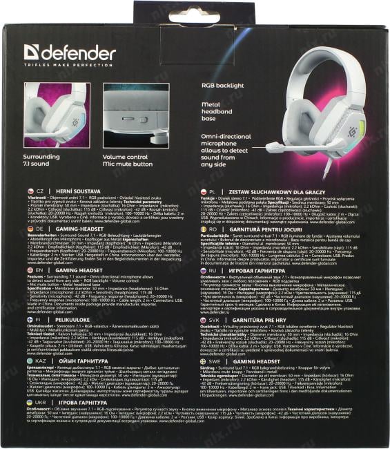 Наушники с микрофоном Defender Espanto (7.1, шнур 2м, USB, с  регулятором громкости) <62470>
