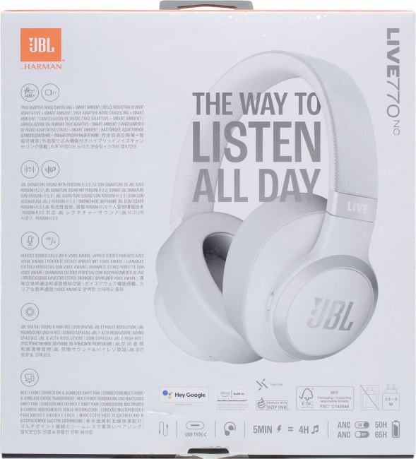 Наушники с микрофоном JBL LIVE  770NC  <White>  (Bluetooth) <JBLLIVE770NCWHT>