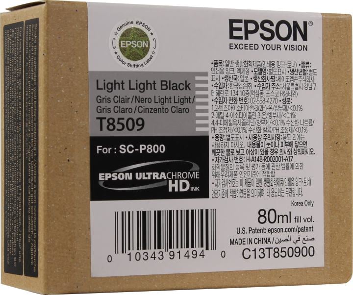 EPSON C13T850900 Картридж Epson T8509 для SC-P800 Light Light Black, 80 мл. (cons ink)