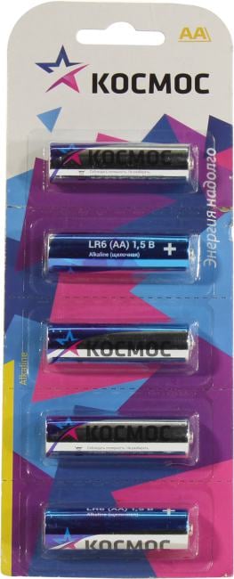Космос <КОСLR65BL>, Size "AA", 1.5V, щелочной (alkaline)  <уп. 5 шт>