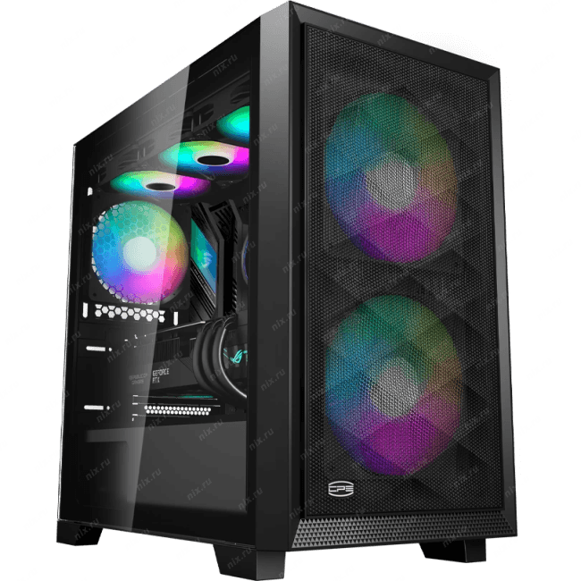 PcCooler C3D310 BK ARGB Корпус без блока питания, Mini-Tower, TG, Mesh, 2x120mm ARGB, 2xUSB-A 3.0,  mATX, mITX Black