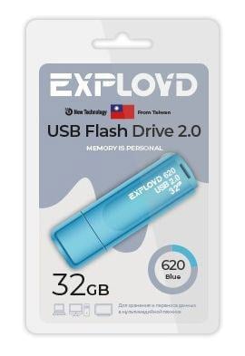 Флешка USB Exployd 620 Blue (EX-32Gb-620-Blue), 32Gb, USB 2.0, R/W 15/8, синий