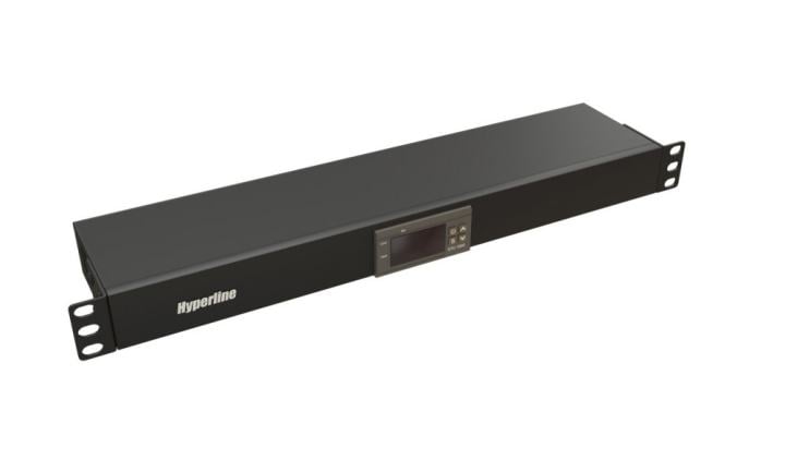 Панель Hyperline TMP-230V/2w-RAL9004 Микропроцессорная контрольная панель, 1U, для всех шкафов 19'', подключение до двух устройств, датчик температуры, кабель питания, цвет черный (RAL 9004)