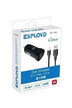 Автомобильное ЗУ Exployd EX-Z-584 8 Pin 3.4А 2.4А+1А 2хUSB черный