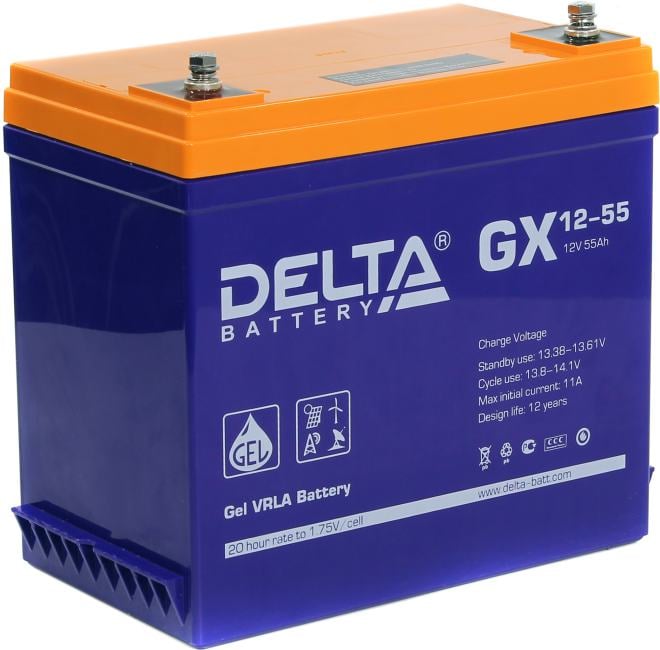 Аккумулятор Delta GX 12-55 (12V, 55Ah)  для  UPS