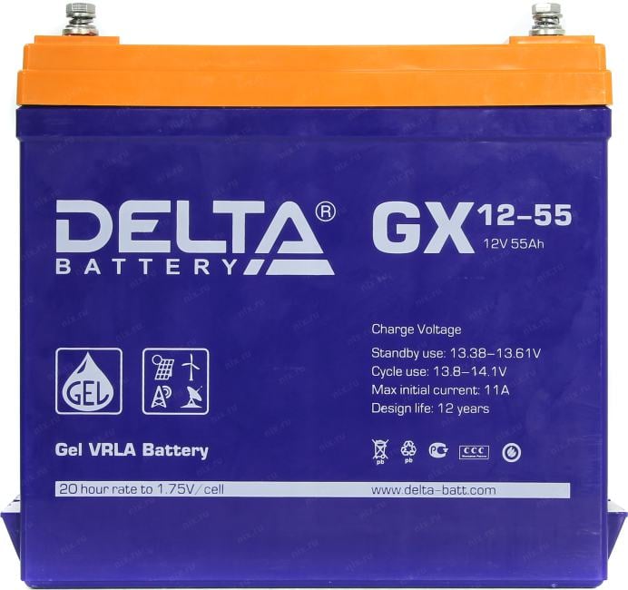 Аккумулятор Delta GX 12-55 (12V, 55Ah)  для  UPS