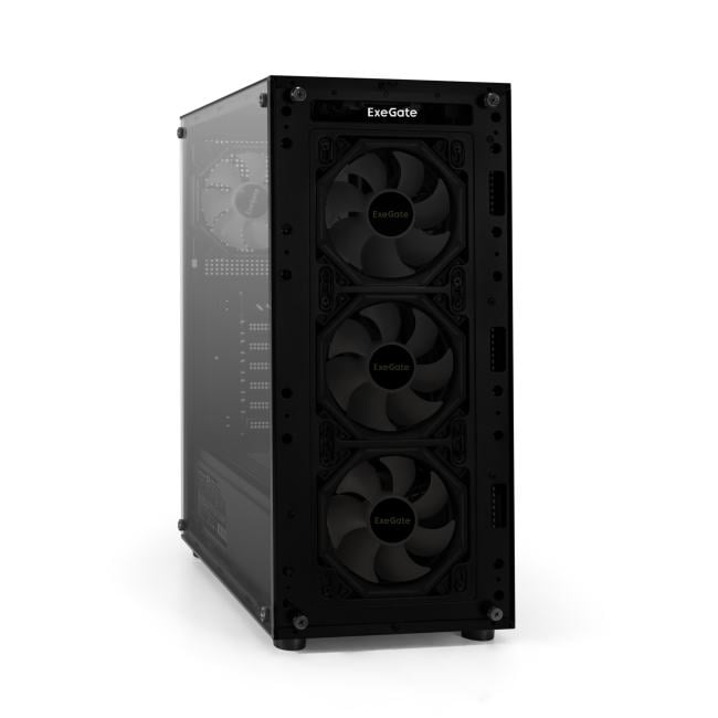Компьютерный корпус Miditower ExeGate i3 BASE-EVO800 (ATX, БП EVO800RGb с вент. 12 см, с окном, 1хUSB+1хUSB 3.0, аудио, 4 вент. 12см с RGb подсветкой)