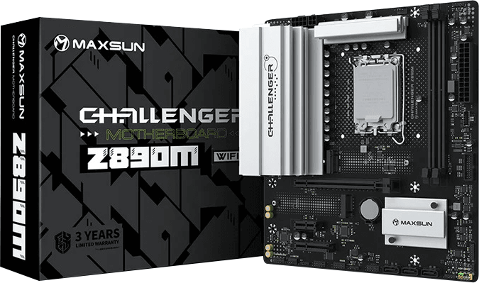 MAXSUN MS-Challenger Z890M WIFI (RTL) LGA1851 <Z890> PCI-E HDMI+DP 2.5GbLAN+WiFi SATA  MicroATX  2DDR5