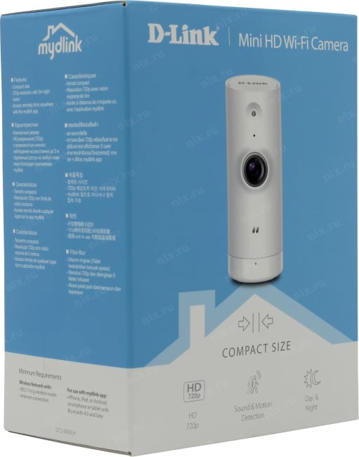 D-Link <DCS-8000LH> Mini HD Wi-Fi Camera (1280x720, f=2.39mm, 802.11n, BT,  мик.,  LED)