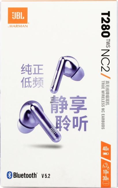 Наушники с микрофоном JBL T280 TWS NC2  <Purple> (Bluetooth 5.2)<JBLT280TWSNC2PUR(CN)>