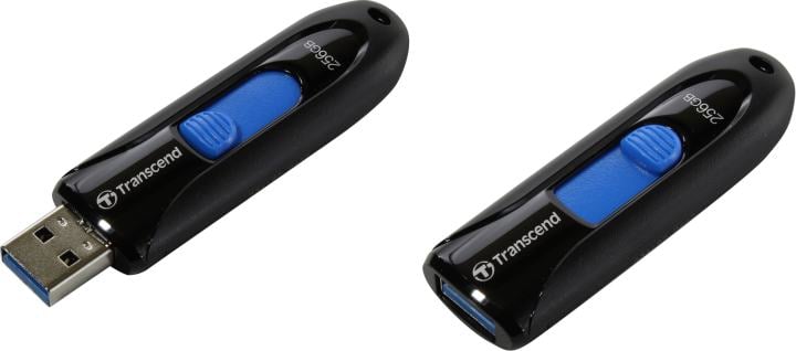 USB накопитель Transcend - JetFlash 790, USB Type A (USB 3.2 Gen 1), 256 ГБ, write speed-28MB/s, read speed-90MB/s, цвет чёрно-синий, TS256GJF790K