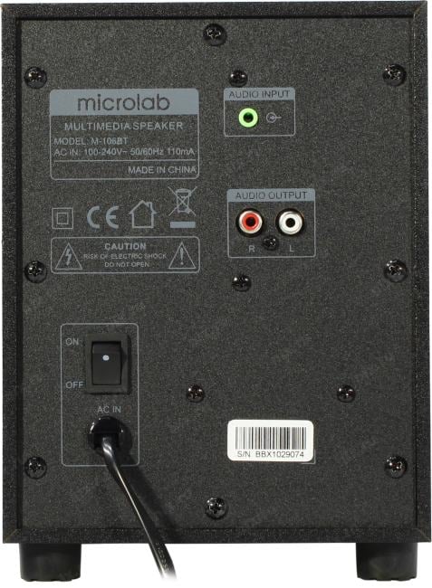 Колонки Microlab M-106BT  <чёрный>  (2x2.5W  +Subwoofer 5W)