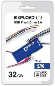 Флешка USB Exployd 580 Blue (EX-32Gb-580-Blue), 32Gb, USB 2.0, R/W 15/8, синий