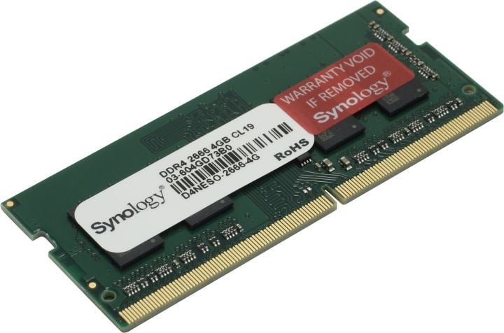 Synology D4NESO-2666-4G Модуль памяти DDR4, 4Gb, для DS224+, DS423+, DS1618+, DS1819+, DS2419+, RS820+/RP+
