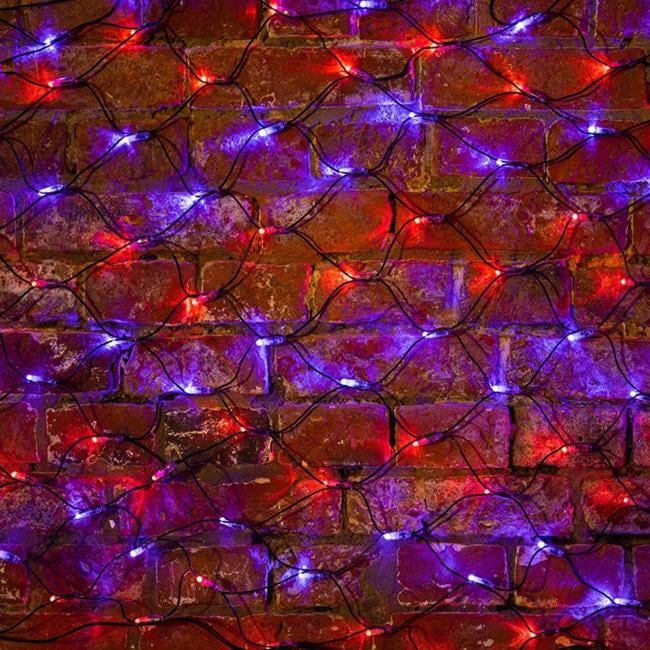 Гирлянда светодиодная "Сеть" 2х0.7м 176LED красн./син. 11Вт 220-240В IP65 провод ПВХ черн. Neon-Night 215-013