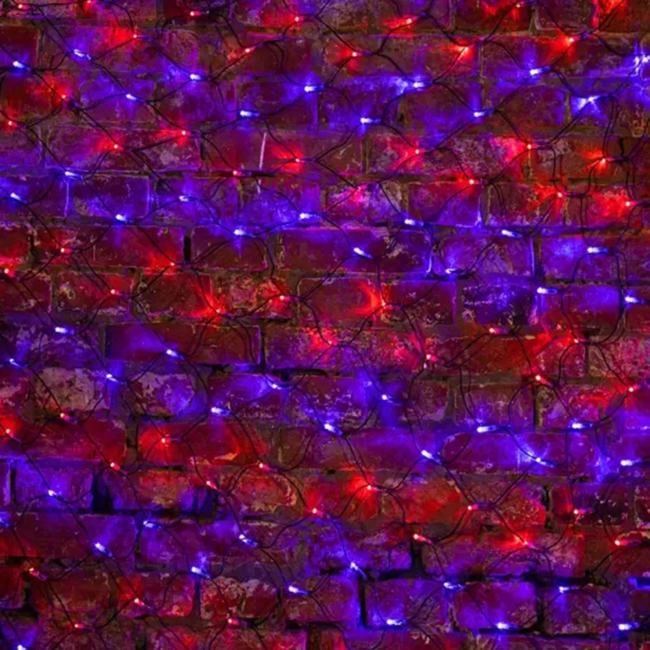 Гирлянда светодиодная "Сеть" 2х1.5м 288LED красн./син. 18Вт 220-240В IP65 провод ПВХ черн. Neon-Night 215-023