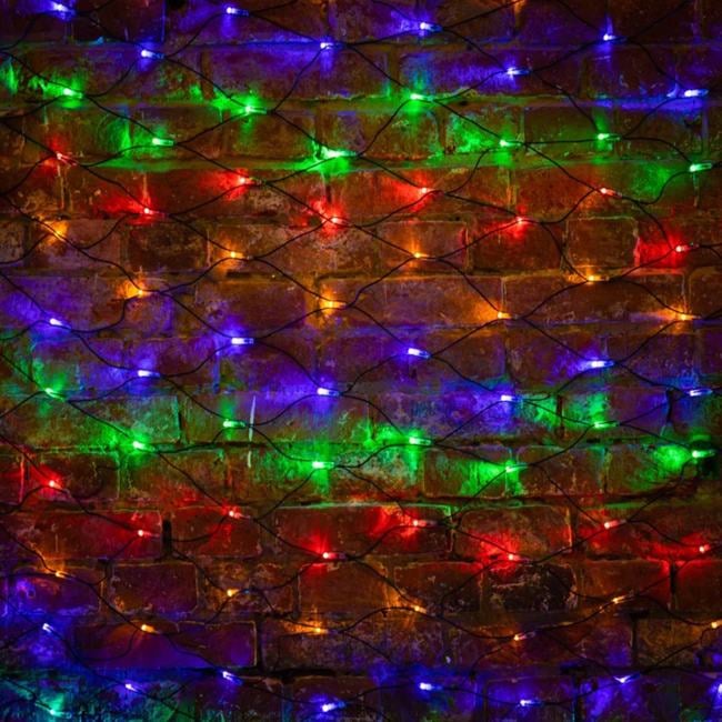 Гирлянда светодиодная "Сеть" 2х1.5м 240LED мультиколор 18Вт 220-240В IP65 провод ПВХ черн. Neon-Night 215-029