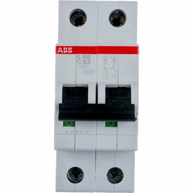 Выключатель автоматический модульный 2п C 63А 6кА S202 ABB 2CDS252001R0634