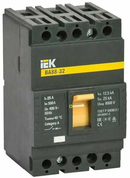Автоматический выключатель IEK ВА88-32 SVA10-3-0025  трехполюсный  25А  25кА РЭ500А