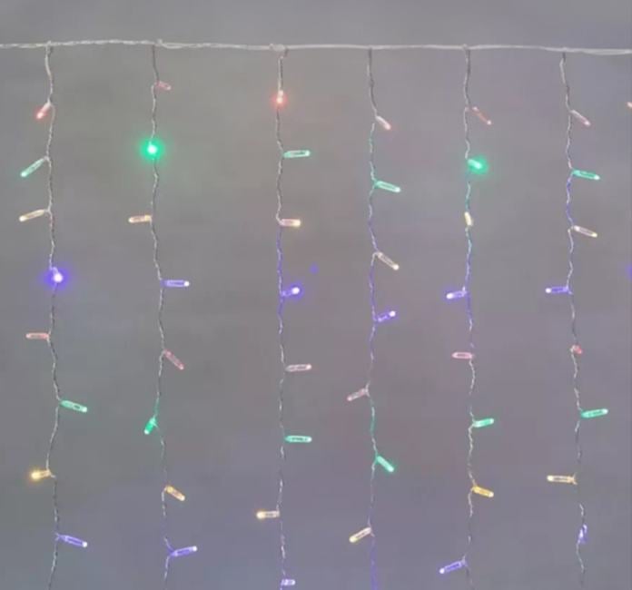 Гирлянда светодиодная "Светодиодный Дождь" 2х3м 448LED мультиколор 27Вт 230В IP65 постоян. свечение провод прозр. Neon-Night 235-159-6