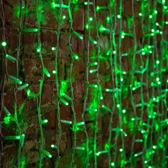 Гирлянда светодиодная "Светодиодный Дождь" 2х1.5м 360LED зел. 20Вт 230В IP67 постоян. свечение провод каучук бел. Neon-Night 237-114