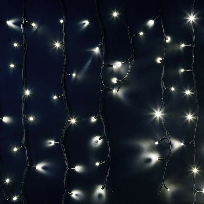 Гирлянда Neon-night Айсикл (бахрома) светодиодный, 6,0 х 1,5 м, черный провод "каучук", 230 В, диоды белые, 480 LED