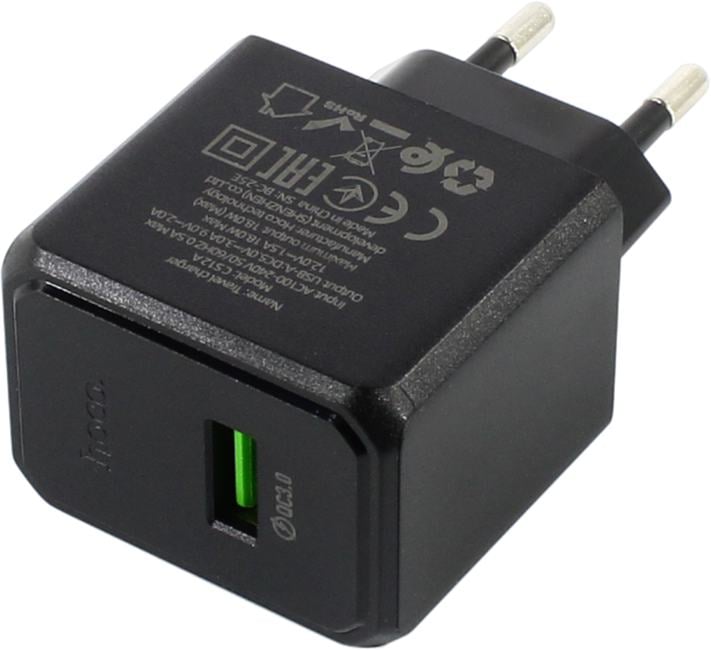 Hoco CS12A Black <603683> Зарядное устройство USB  (Вых.DC5/9/12V, 18W, USB)