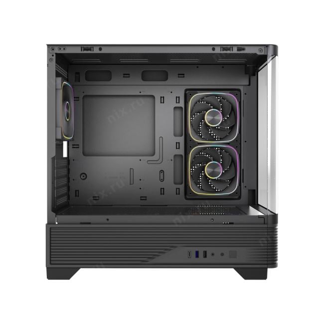 CVMM6B-A3 Корпус Powercase Vision Micro M6B, Curved Glass, Type-C, 3x 120mm ARGB PWM Fan, чёрный,  mATX  ()