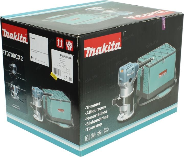 Фрезеры Makita RT0700CX2 Фрезер кромочный,710Вт,10000-30000об\м,цанга-6-8мм,1.8кг,сум,прям направляющая,погруж и накл подошвы