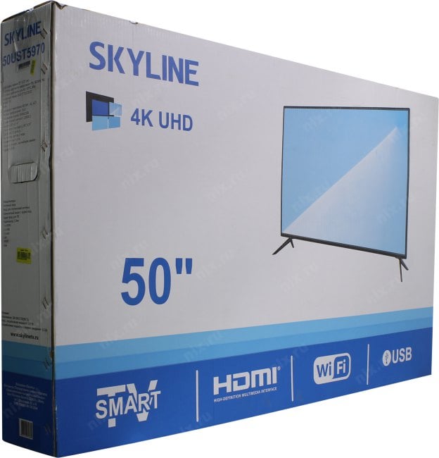 50"    LED ЖК телевизор SKYLINE 50UST5970 (3840x2160, HDMI, LAN, WiFi, USB,  DVB-T2,  SmartTV)