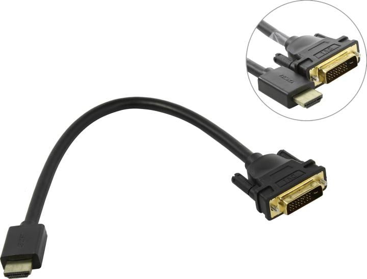 Greenconnect <GCR-HD2DVI1-0.3m> Кабель HDMI to  DVI-D  (19M  -25M) 0.3м