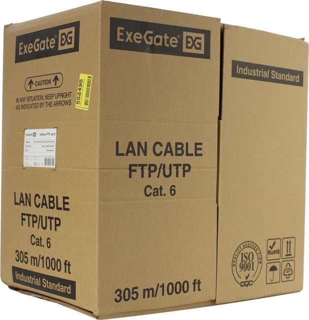 Кабель FTP 4 пары кат.5e LSZH <305м> Exegate FUTP4-C5e-CU-S24-IN-LSZH-OR-305 <EX289280RUS>