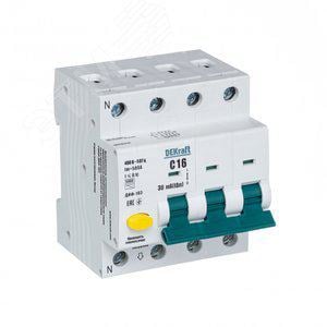 DEKraft 16213DEK Выключатель автоматический дифференциальный 3Р+N 16А 30мА тип AC х-ка С  ДИФ-103  6кА