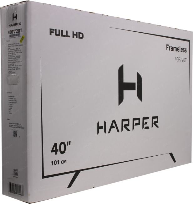 Телевизор Harper 40F720T, 40", 1920×1080, HDMI, USB, DVB-T2