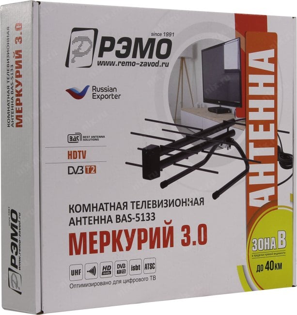 РЭМО <BAS-5133-USB Меркурий 3.0> Телевизионная комнатная антенна (UHF/DVB T/T2)