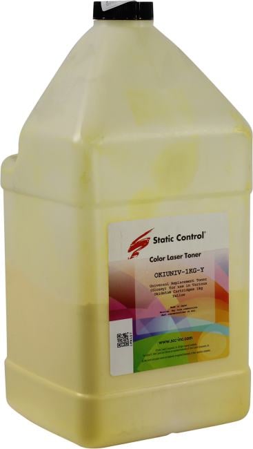 Тонер Static Control OKIUNIV-1KG-Y желтый флакон 1000гр. для принтера Oki C3300N/5500