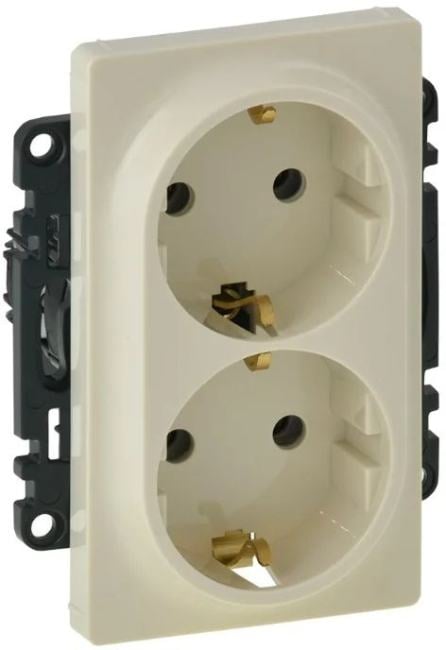 Legrand 753227 Valena LIFE Розетка силовая двойная 2х2К+З 16А 250В с лицевой панелью  безвинтовые  зажимы  слоновая кость