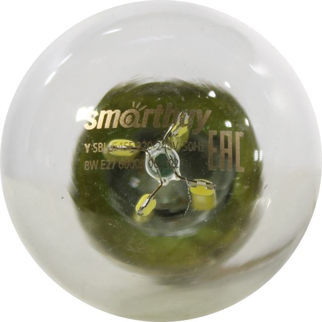 Smartbuy <SBL-G45F-8-60K-E27> (E27, 750 люмен, 6000К,  8Вт,  220-240В)