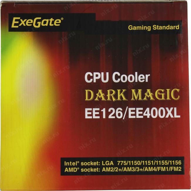 Exegate EX286158RUS Кулер ExeGate Dark Magic EE400XL-PWM.RGB (Al black coating, 4 copper heatpipe, LGA775/1150/1151/1155/1156/1200/AM2/AM2+/AM3/AM3+/AM4/FM1/FM2/754/939/940, TDP 125W, Fan 120mm, PWM, 