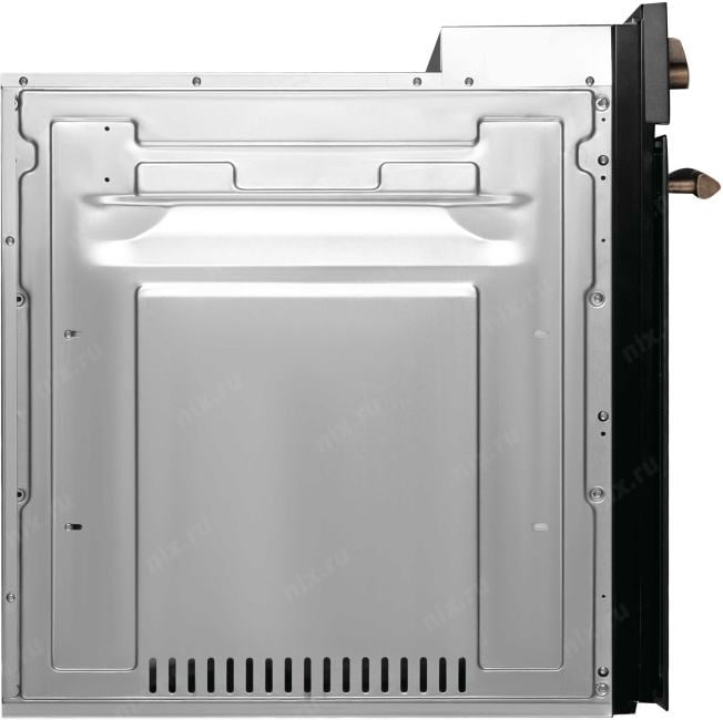 Встраиваемая электрическая духовка Korting OKB 4941 CRN/59.6 х 45 x 55 см, Духовой шкаф в ретро-дизайне, ширина 45 см, аналоговые часы в классическом стиле Frank Muller, таймера с функцией отключения, 9 режимов нагрева, объем духовки 45 л, телескопические направляющие на одном уровне, двухслойное остекление, каталитическая самоочистка, автоматическое отключение, в комплекте: 2 противня, хромированная решетка, цвет - черный; цвет ручек - бронза