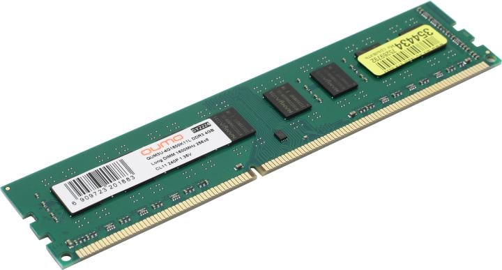 QUMO <QUM3U-4G1600K11L> DDR3 DIMM 4Gb <PC3-12800> CL11, Low Voltage