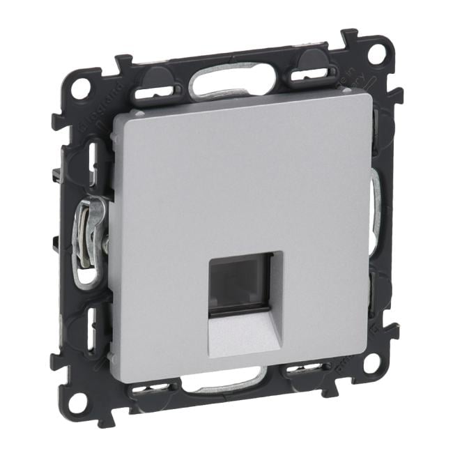 Legrand 753638 Valena LIFE Розетка телефонная RJ11 одиночная с лицевой  панелью алюминий (753638)