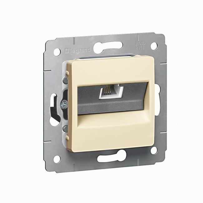 Legrand 773738 CARIVA Розетка телефонная RJ11х1 в  рамку бежевая (773738)