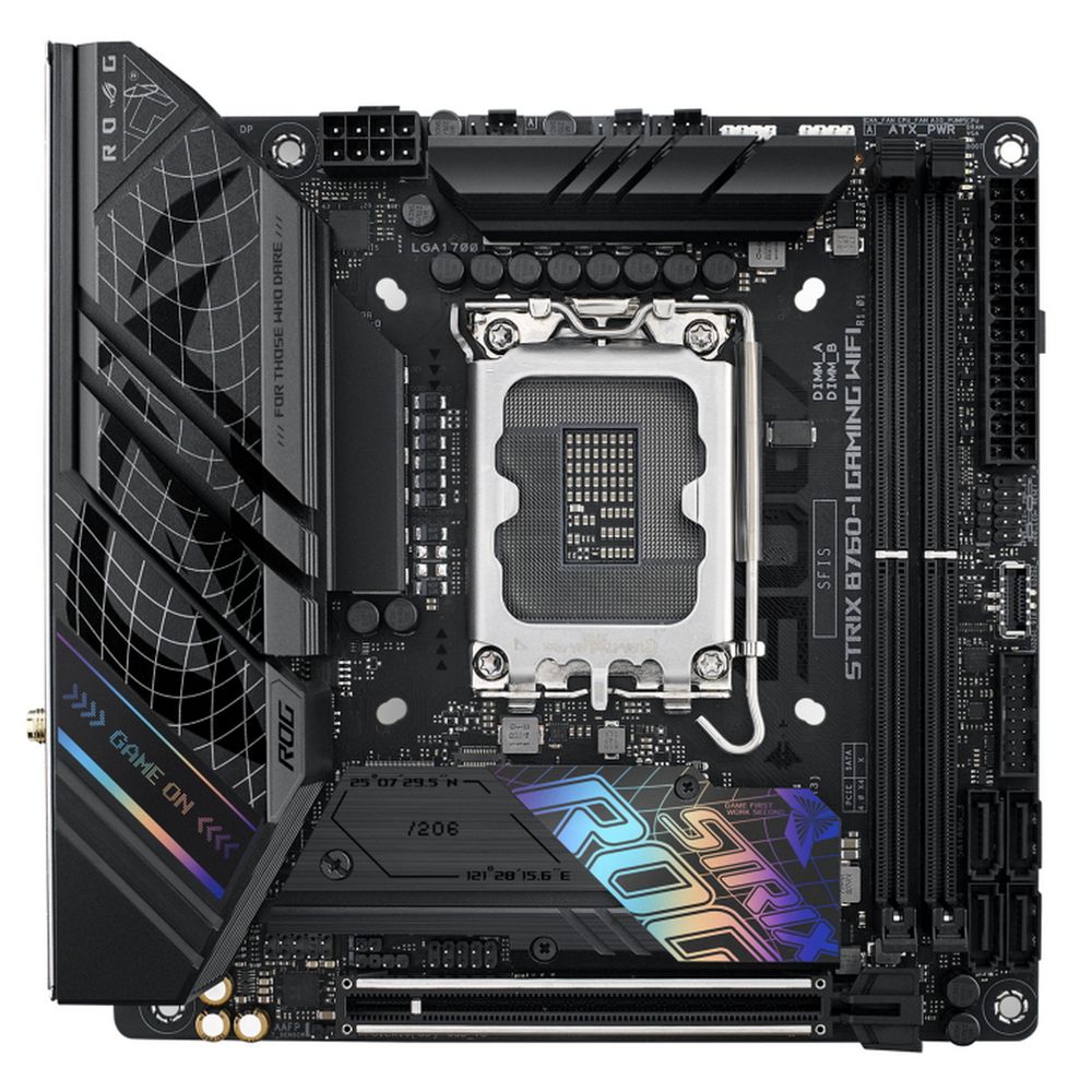 Материнская плата ASUS ROG STRIX B760-I GAMING WIFI, LGA1700, B760, 2*DDR5, 4*SATA, 2*M.2, 3*USB 3.2, 3*USB 2.0, Type-C, 1*PCIx16, DP+HDMI, mITX; 90MB1D90-M1EAY0