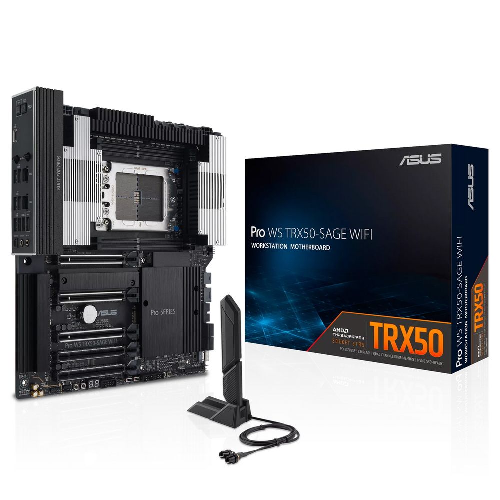 Материнская плата ASUS PRO WS TRX50-SAGE WIFI, AMD TRX50, 4*DDR5, 4*SATA, 3*M.2, 6*USB 3.2, 2*USB 2.0,Type-C, 5*PCIx16, CEB; 90MB1FZ0-M0EAY0
