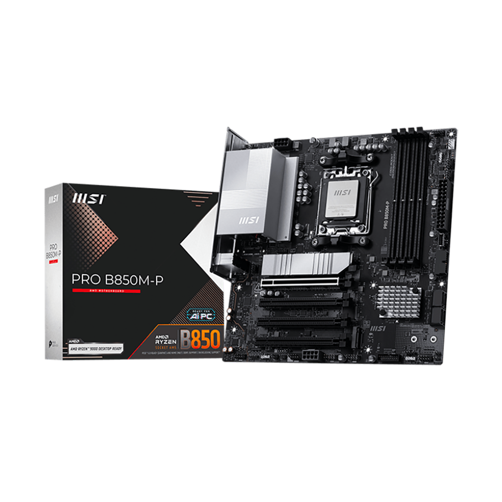 Материнская плата MSI Bad Pack PRO B850M-P B850, AM5, 4*DDR5, 4*PCIEx16, 3*M.2, 2*TypeC, 1*USB3.2Gen2, 6*USB3.2Gen1, 8*USB2.0, 4*SATA3.0, 5G, DP, HDMI, M-ATX, RTL bp
