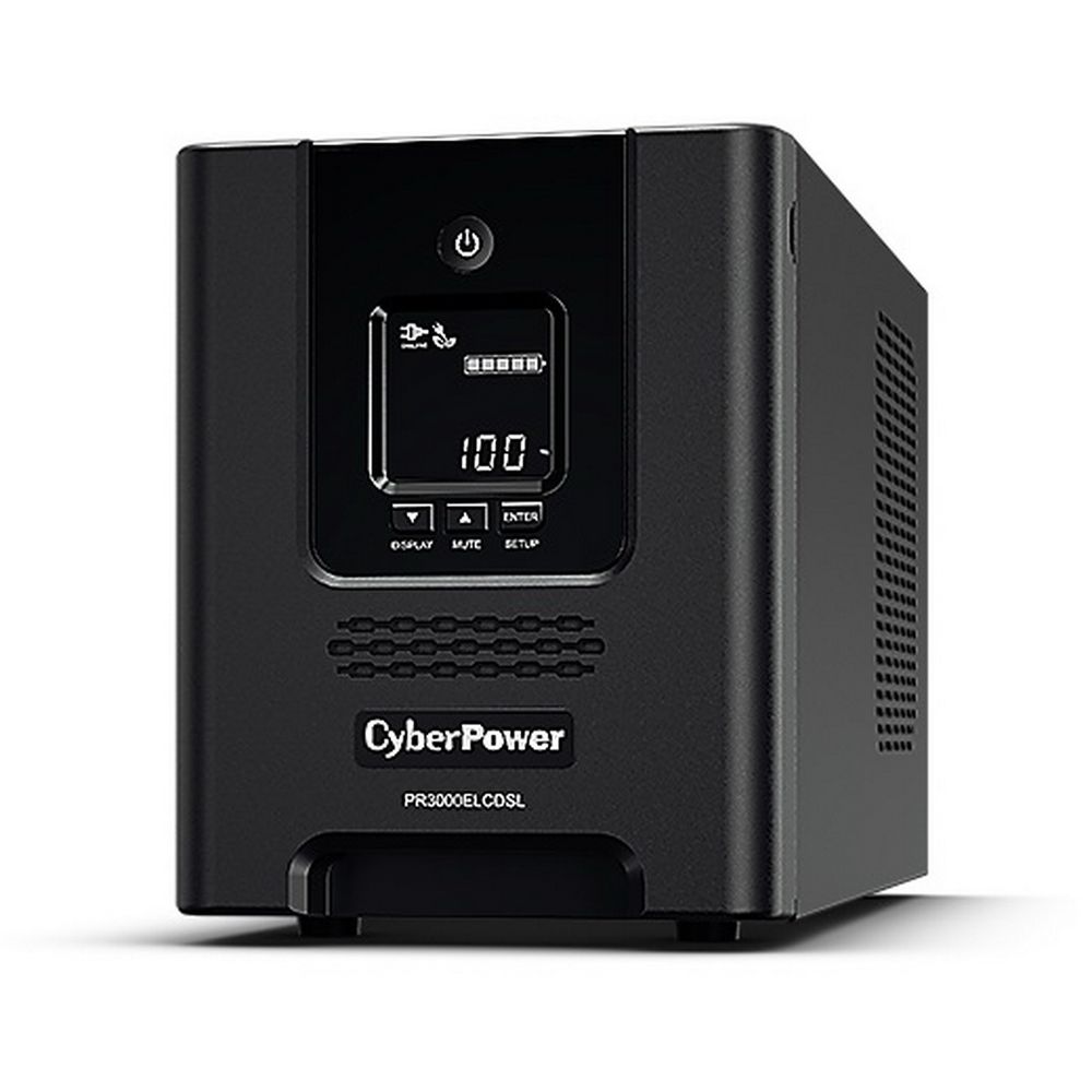 PR3000ELCDSL - Источник бесперебойного питания, CyberPower, PR3000ELCDSL, Мощность 3000ВА/2700Вт, PR-серия, Линейно-интерактивный, Напольный, LCD/Smart/USB/RS-232/EPO, AVR: 151-296 В, АКБ: 12В/9Ач*4 шт., Вых: 8xIEC C13/1xIEC C19, Чёрный