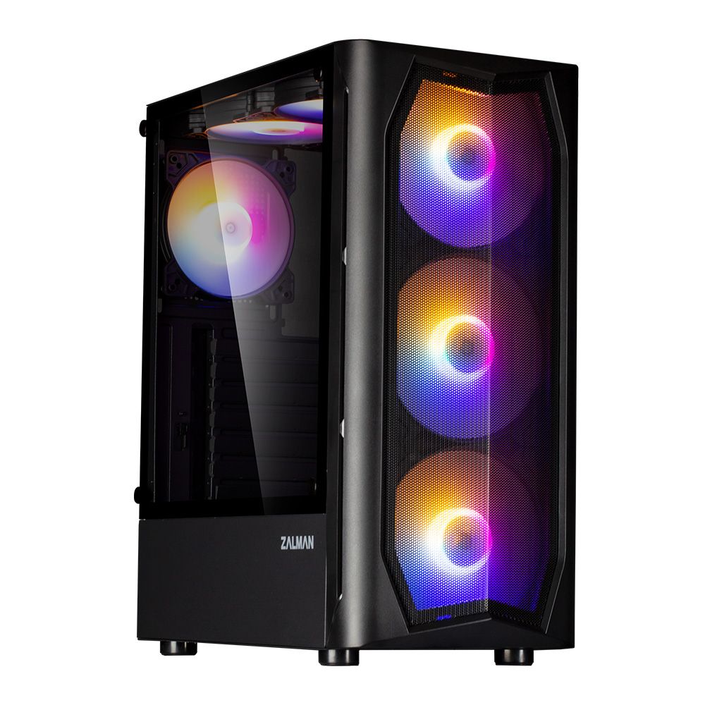 Корпус ATX Zalman N4 Rev.1, ATX, BLACK, WINDOW, 2x3.5", 2x2.5", 2xUSB2.0, 1xUSB3.0, FRONT 3x140mm RGB, REAR 1x120mm RGB, TOP 2x120mm RGB
