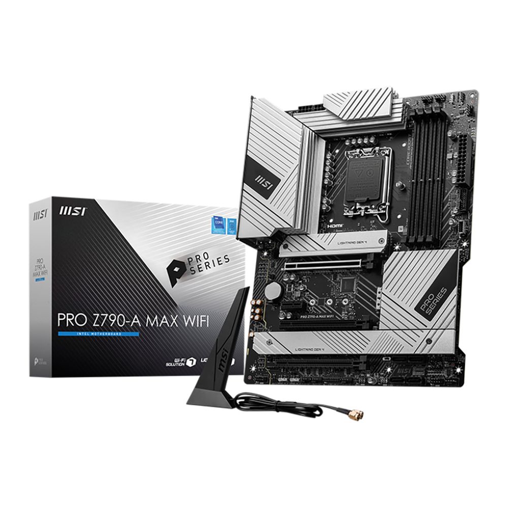 Материнская плата MSI Bad Pack PRO Z790-A MAX WIFI Z790, LGA1700, 4*DDR5, 3*PCIEx16, 1*PCIEx1, 4*M.2, 2*TypeC, 3*USB3.2Gen2, 4*USB3.2Gen1, 6*USB2.0, 6*SATA3.0, 2.5G, DP, HDMI, ATX, RTL