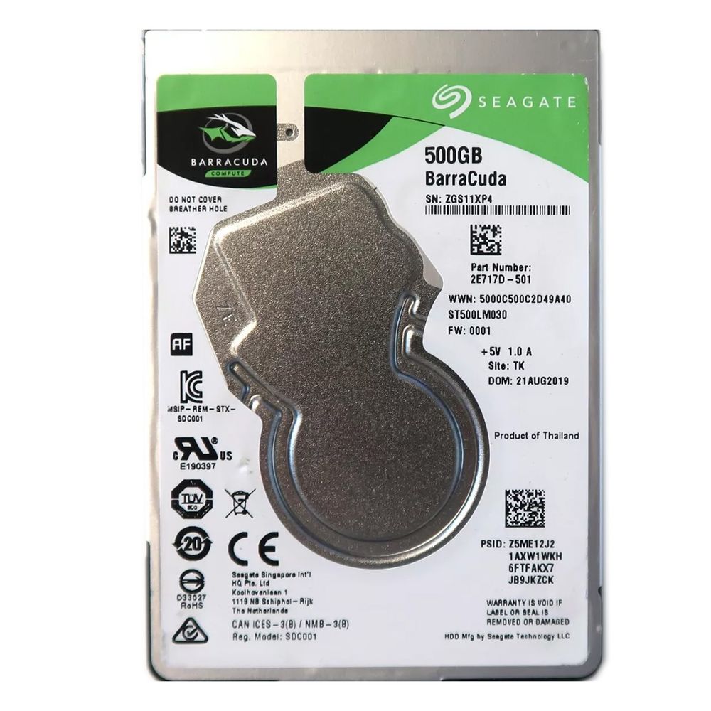 Жесткий диск HDD SATA 2,5" Seagate 500Gb, ST500LM030, Barracuda Guardian 5400 rpm,  128Mb buffer (analog ST500LT012), 1 year
